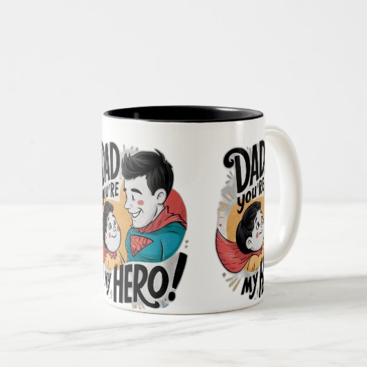 Papa, jij bent mijn superheld tweekleurige koffiemok (Voorkant rechts)