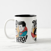 Papa, jij bent mijn superheld tweekleurige koffiemok (Links)