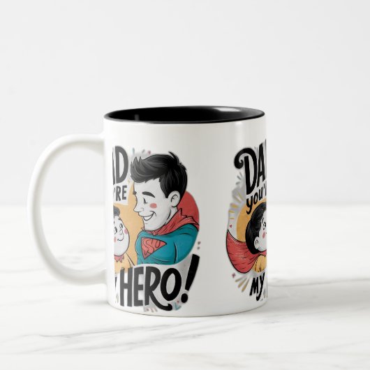 Papa, jij bent mijn superheld tweekleurige koffiemok (Links)