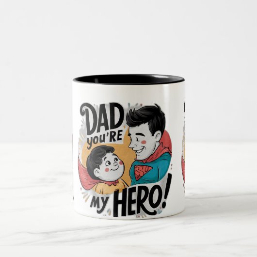 Papa, jij bent mijn superheld tweekleurige koffiemok (Center)