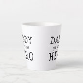 Papa, jij bent onze Held Typografie Vaderdag Latte Mok (Voorkant)
