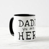 Papa, jij bent onze Held Typografie Vaderdag Mok (Voorkant links)