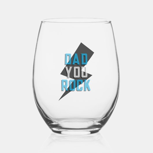 Papa, jij rockt het Stemless Wine Glass Wijnglas Zonder Voet (Voorkant)