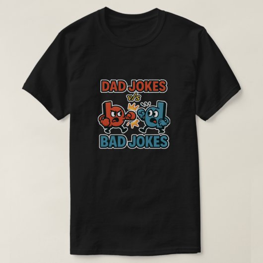 Papa Jokes vs. Bad Jokes Grappige Cartoon T-shirt (Design voorkant)
