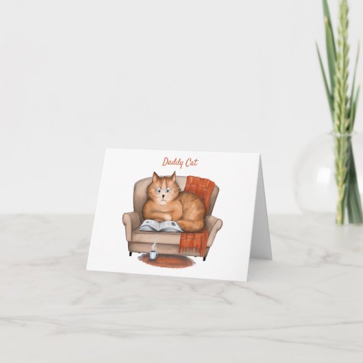 Papa Kat Grappige Vaderdag Gepersonaliseerd Kaart (Voorkant)