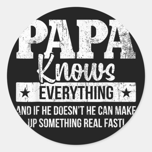 Papa kent alles Vaderdag Ronde Sticker (Voorkant)