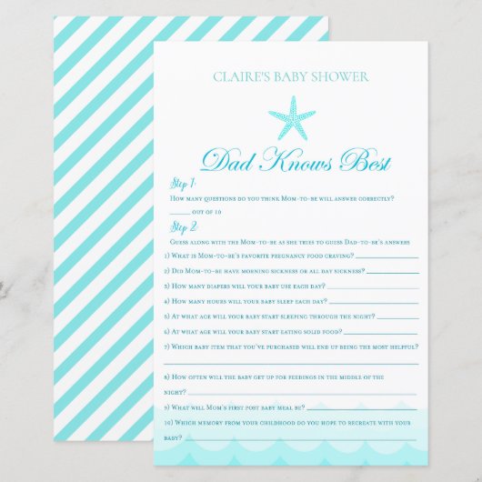 Papa kent best Baby shower game (Voorkant / Achterkant)