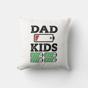 Papa Kids Batterij Grappige Vintage Vector T-shirt Kussen