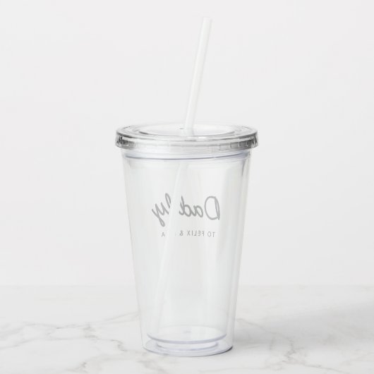 papa | Kinder Namen Modern Vaderdag Script Acryl Drinkbeker (Achterkant)