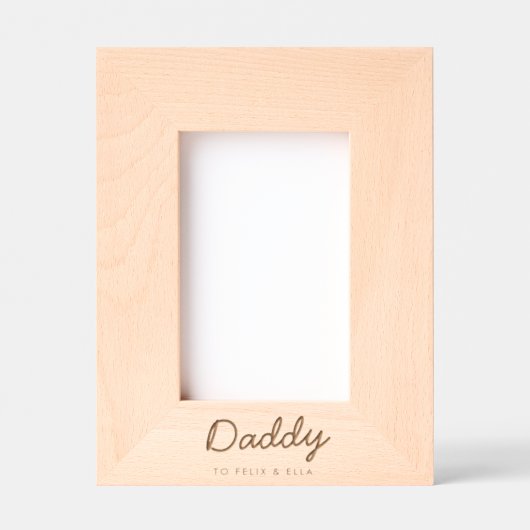 papa | Kinder Namen Modern Vaderdag Script Gegraveerde Lijstjes (Voorkant)