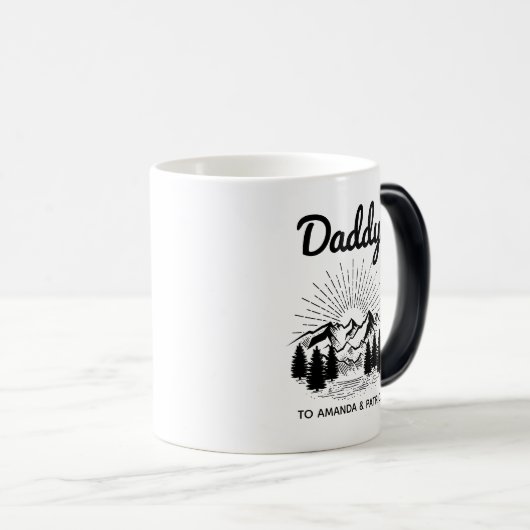 Papa Kinder Namen Modern Vaderdag Script Magische Mok (Voorkant rechts)