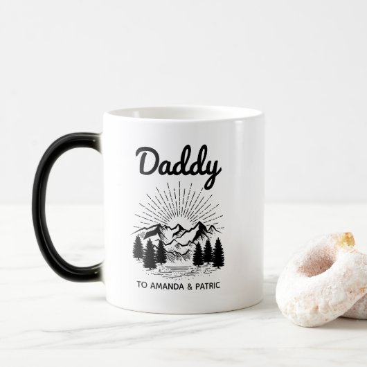 Papa Kinder Namen Modern Vaderdag Script Magische Mok (Met donut)
