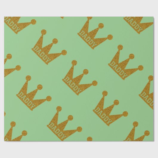 Papa King Crown Vaderdag Glitter Cadeaupapier (Vlak)