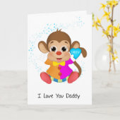 Papa, kleine aap met blauw hart kaart (Gele Bloem)