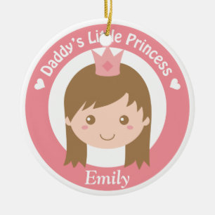 Papa Kleine Prinses, Schattige Prinses met Tiara Keramisch Ornament
