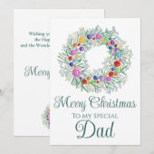 Papa Kleurrijke Kerstkrans Feestdagenkaart (Voorkant / Achterkant)