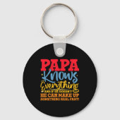 Papa Know Everything Fathers Day Cool Father Funny Sleutelhanger (Voorkant)
