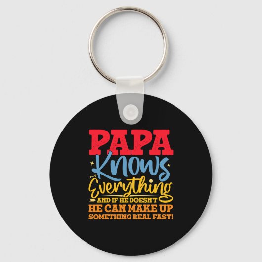 Papa Know Everything Fathers Day Cool Father Funny Sleutelhanger (Voorkant)