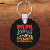 Papa Know Everything Fathers Day Cool Father Funny Sleutelhanger (Voorkant)