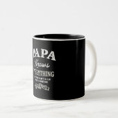 Papa Knows Everything - Funny Fathers Day Tweekleurige Koffiemok (Voorkant rechts)