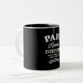 Papa Knows Everything - Funny Fathers Day Tweekleurige Koffiemok (Voorkant links)