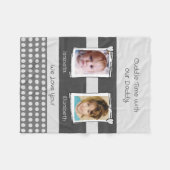 Papa knuffel tijd 2 foto's namen wit grijs fleece deken (Voorkant (Horizontaal))