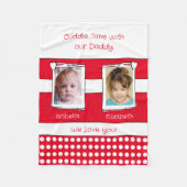 Papa knuffel tijd 2 foto's namen wit rood fleece deken (Voorkant)