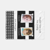 Papa knuffelt tijd 2 foto's namen wit zwart fleece deken (Voorkant (Horizontaal))