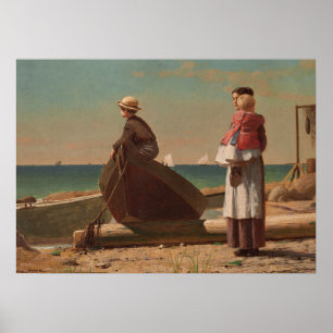 Papa komt eraan! 1873 Winslow Homer Fine Art Poster
