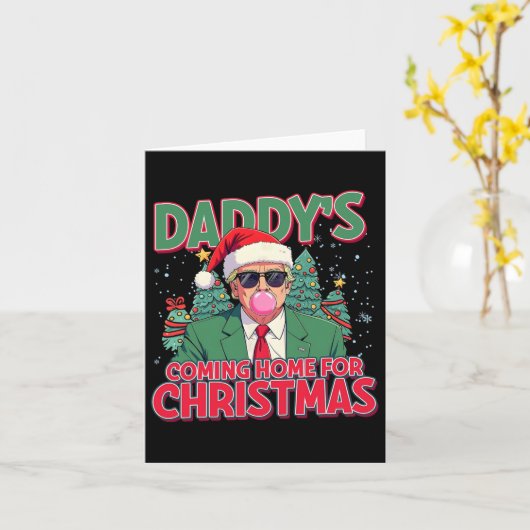 Papa komt thuis voor kerstman Grappig Trump XM Kaart (Gele Bloem)