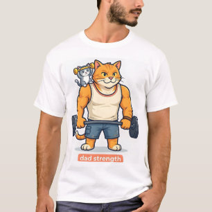 Papa Kracht - Grappig Gym Kat Papa T-Shirt