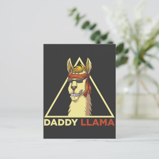 Papa Lama Echtgenoot Coole Zonnebril Alpaca Vader Briefkaart (Staand voorkant)