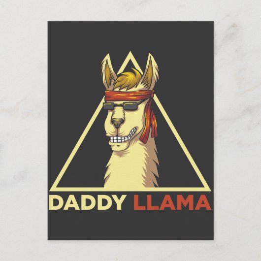 Papa Lama Echtgenoot Coole Zonnebril Alpaca Vader Briefkaart (Voorkant)