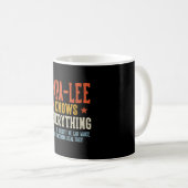 Papa-lee weet alles vadersdag retro koffiemok (Voorkant rechts)
