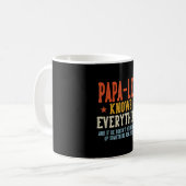 Papa-lee weet alles vadersdag retro koffiemok (Voorkant links)