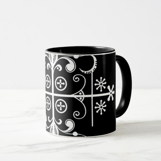 Papa Legba Veve Black Two-Tone 11 oz Art Mok (Voorkant rechts)