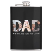 Papa legende cadeau met 3 foto collage heupfles (Voorkant)