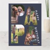 PAPA Letter Cutout Photo Collage Blue Birthday Kaart (Voorkant)