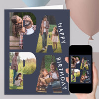 PAPA Letter Cutout Photo Collage Blue Birthday