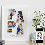 PAPA Letter Cutout Photo Collage Grandchildren Nam Poster<br><div class="desc">Het poster van de foto van PAPA, dat met 4 van uw favoriete foto's en uw douanebericht wordt gepersonaliseerd. Dit ontwerp heeft fotobrief uitsnijtypografie die het woord "PAPA"vormt en het fotomalplaatje zal dit voor u automatisch creëer. Als u om het even welke problemen met uw afbeeldingen hebt die mooi tonen,...</div>