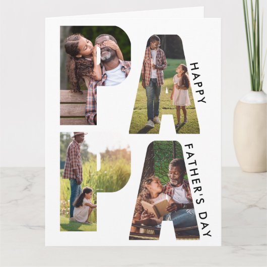 PAPA Letter Cutout Photo Collage Vaderdag Kaart (Voorkant)