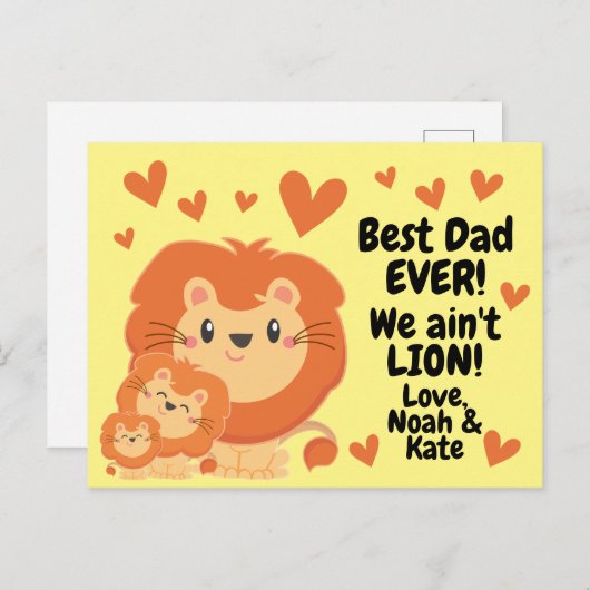 Papa Lion en Cubs Funny Vaderdag No Lion Briefkaart (Voorkant / Achterkant)