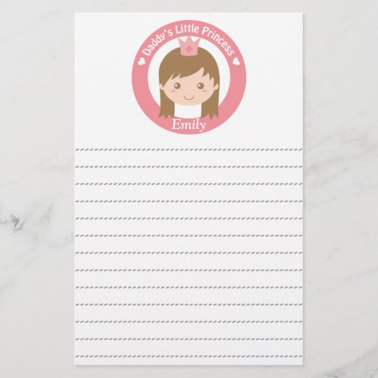 Papa Little Princess, Cute Princess met Tiara Briefpapier (Voorkant)