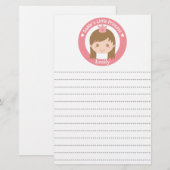 Papa Little Princess, Cute Princess met Tiara Briefpapier (Voorkant / Achterkant)