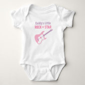 Papa Little Rock Star Roze gitaar voor baby meisje Romper (Voorkant)