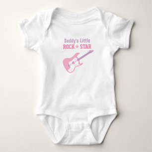Papa Little Rock Star Roze Gitaar Voor Baby Meisje Romper