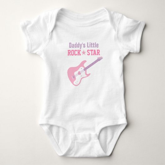 Papa Little Rock Star Roze gitaar voor baby meisje Romper (Voorkant)