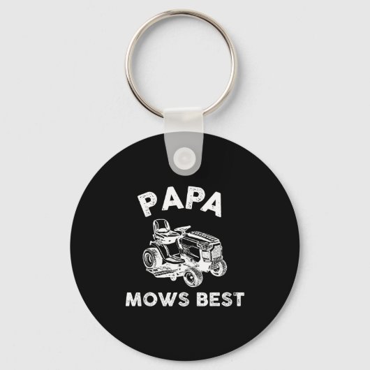 Papa Maait Grappige Grasmaaier Vaderdag Opa Sleutelhanger (Voorkant)