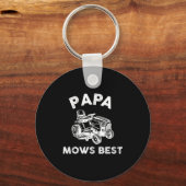 Papa Maait Grappige Grasmaaier Vaderdag Opa Sleutelhanger (Voorkant)
