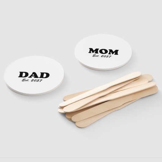 Papa Mam aangepaste test datum baby shower partij  Handwaaier (Niet-gemonteerd)